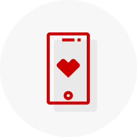 An icon of a cell phone screen with a CVS heart.